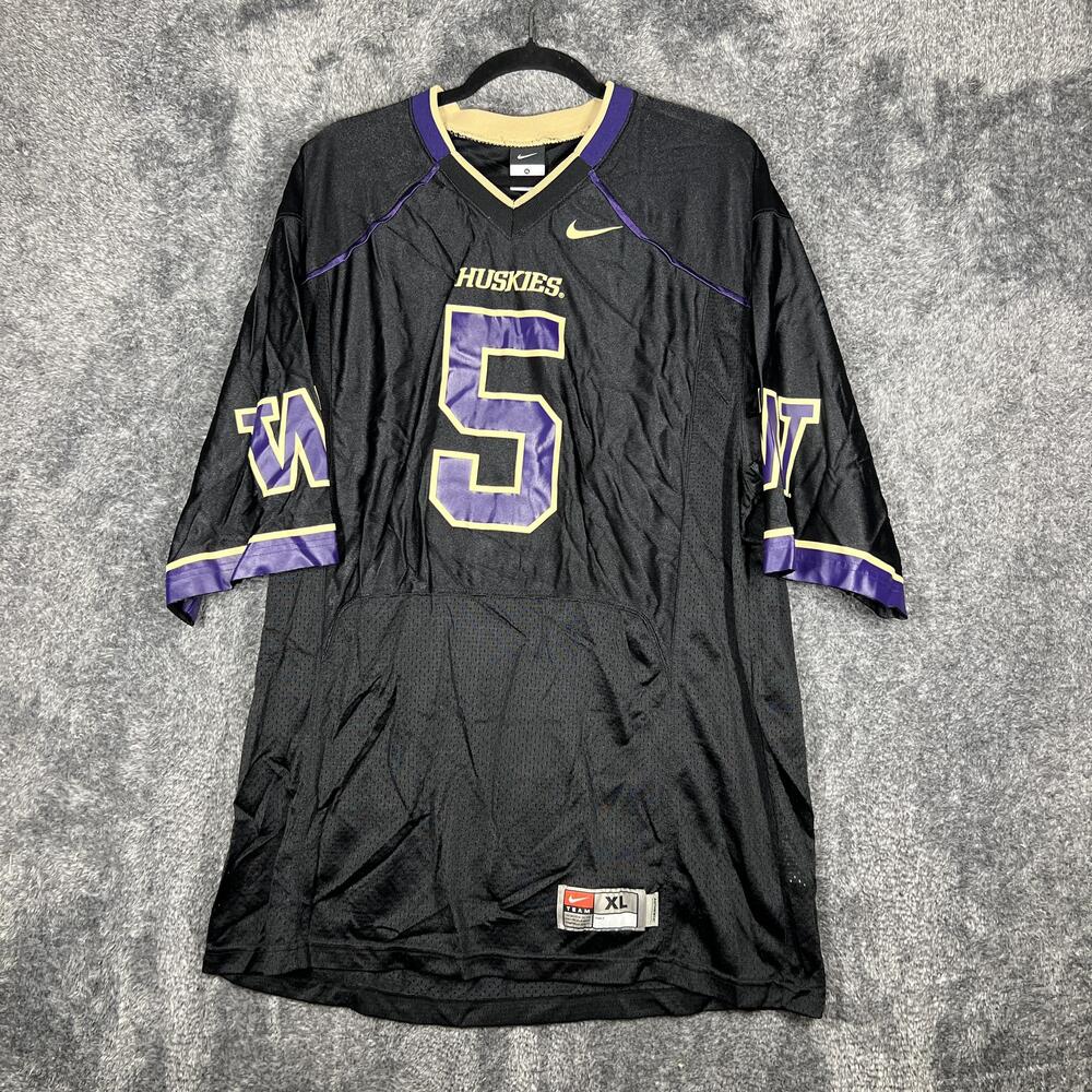 Washington Huskies Jersey Mens XL Black #5 Team V-Neck Breathable Nylon Nike